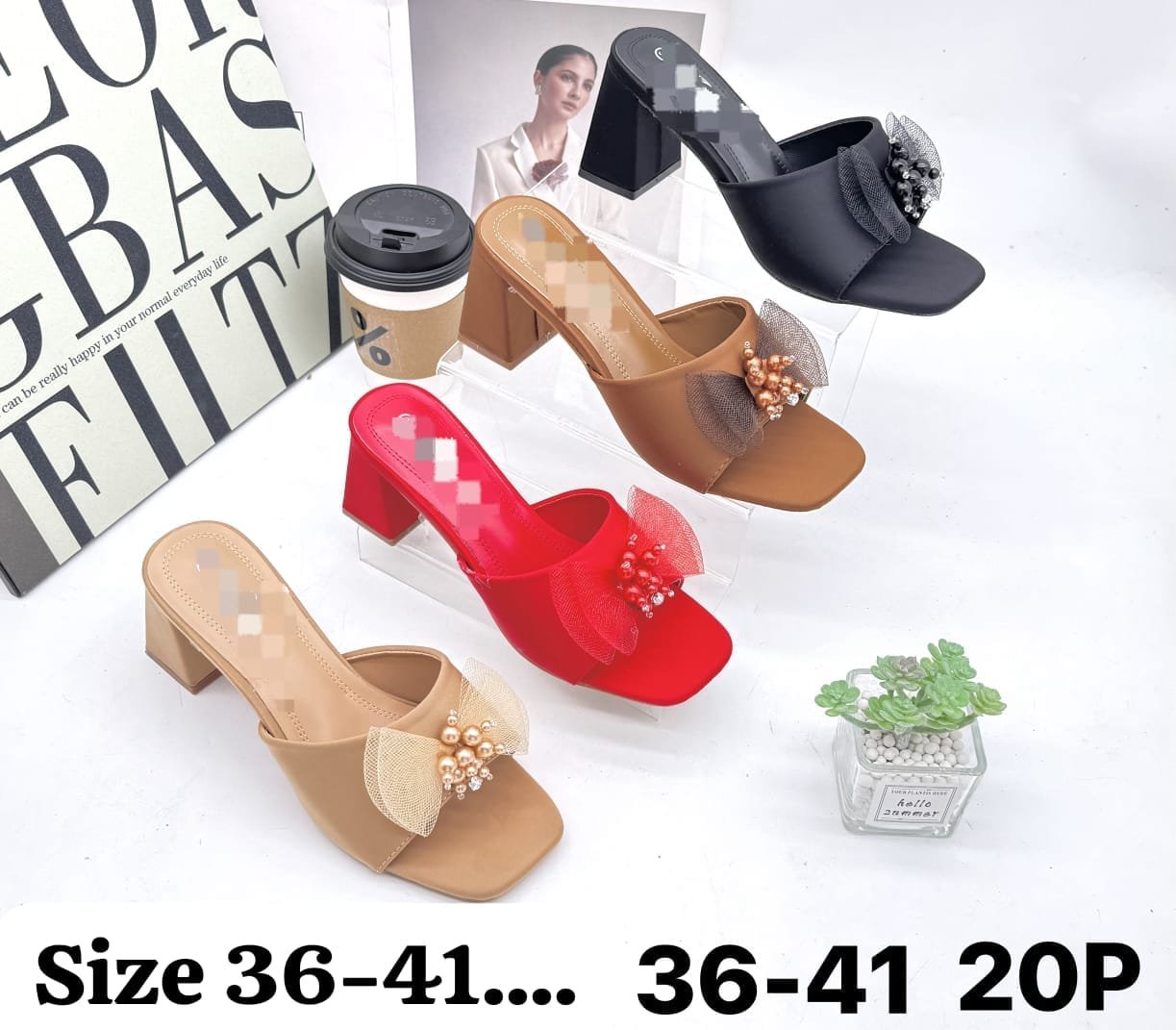 Elegant Bow Heeled Mules 