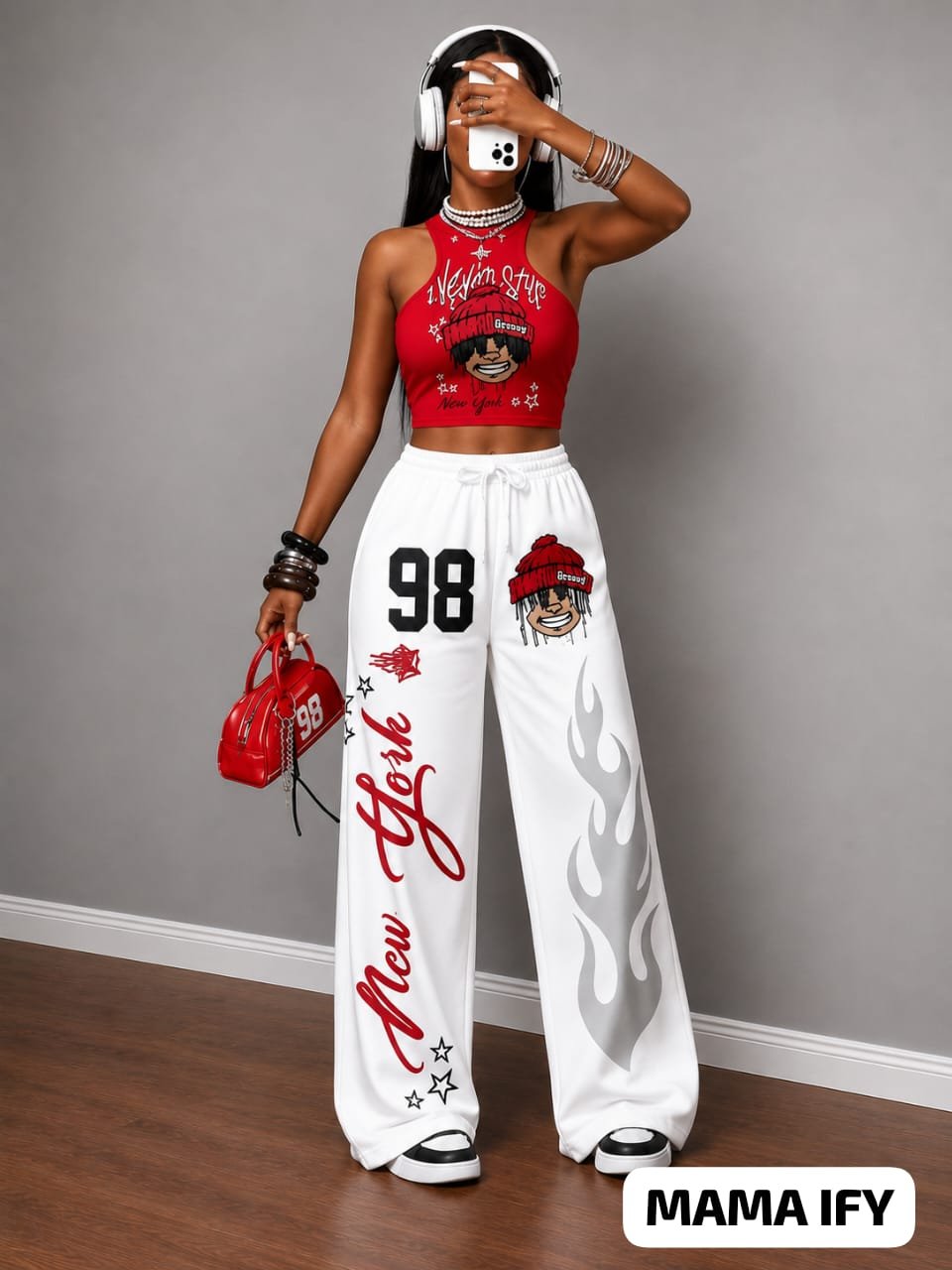 Graphic Wide-Leg Pants 