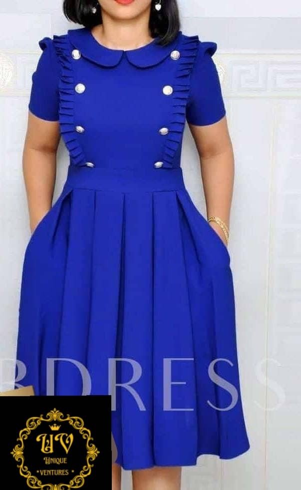 Unique Ventures Blue Pleated Dress